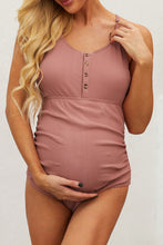 Load image into Gallery viewer, Ribbed Spaghetti Strap One-Piece Maternity Swimsuit