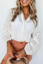 Load image into Gallery viewer, V-Neck Openwork Long Sleeve Blouse