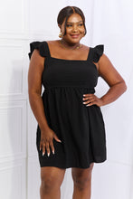 Load image into Gallery viewer, Sunny Days Full Size Empire Line Ruffle Sleeve Dress in Black