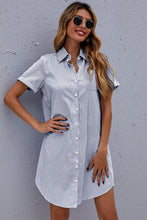 Load image into Gallery viewer, Striped Button Front Mini Shirt Dress（Belt Not Included)
