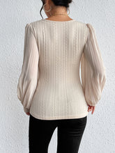 Load image into Gallery viewer, Pleated Puff Sleeve Round Neck Blouse