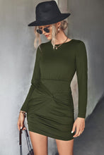 Load image into Gallery viewer, Twist Front Ruched Long Sleeve Mini Dress