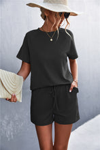 Load image into Gallery viewer, Raglan Sleeve Ruffle Hem Top and Shorts Set with Pockets