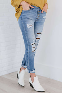Untamed Full Size Run Leopard Lined Skinny Jeans