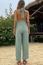 Load image into Gallery viewer, Smocked Waist Halter Neck Jumpsuit