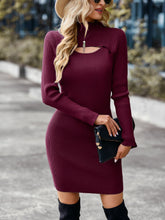 Load image into Gallery viewer, Cutout High Neck Ribbed Sweater Dress