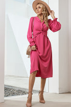 Load image into Gallery viewer, Twist Front V-Neck Flounce Sleeve Dress