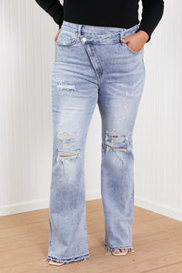 Valerie Full Size Crossover Flared Jeans