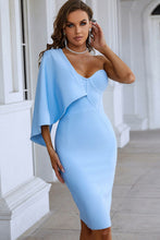Load image into Gallery viewer, One-Shoulder Back Slit Cape Dress