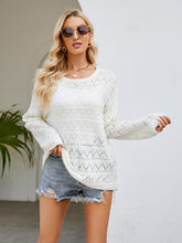 Load image into Gallery viewer, Round Neck Openwork Long Sleeve Knit Top