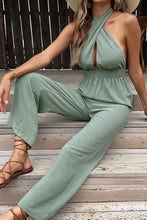 Load image into Gallery viewer, Smocked Waist Halter Neck Jumpsuit