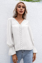 Load image into Gallery viewer, Lace Trim Flounce Sleeve Blouse