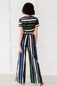 So Divine Striped Crop Top and Pants Set