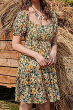 Load image into Gallery viewer, Floral Flounce Sleeve Tiered Dress