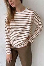Load image into Gallery viewer, Round Neck Striped Dropped Shoulder T-Shirt