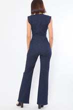 Load image into Gallery viewer, Denim Gold Waist Buckle Jumpsuit