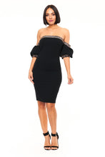 Load image into Gallery viewer, Off Shoulder Ruffle Sleeve Midi Dress