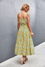 Load image into Gallery viewer, Floral Tie-Shoulder Belted Midi Dress