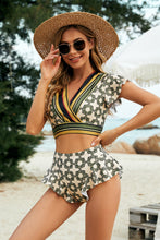 Load image into Gallery viewer, Printed Flutter Sleeve Ruffled Two-Piece Swimsuit