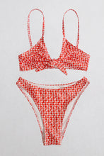 Load image into Gallery viewer, Printed Tie Front Spaghetti Strap Bikini Set