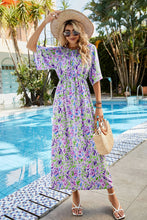 Load image into Gallery viewer, Printed Elastic Round Neck Half Sleeve Dress