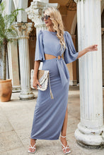 Load image into Gallery viewer, Cutout Split Puff Sleeve Maxi Dress