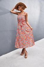 Load image into Gallery viewer, Floral Tie-Shoulder Belted Midi Dress