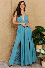 Load image into Gallery viewer, Captivating Muse Open Crossback Maxi Dress in Turquoise