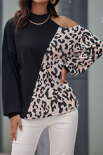 Load image into Gallery viewer, Two-Tone Leopard Cold Shoulder Top