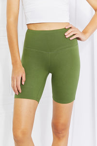Fearless Full Size Brushed Biker Shorts in Olive