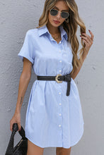 Load image into Gallery viewer, Striped Button Front Mini Shirt Dress（Belt Not Included)