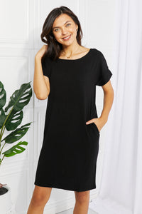 Chic in the City Full Size Rolled Short Sleeve Dress