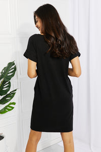 Chic in the City Full Size Rolled Short Sleeve Dress