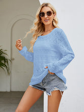 Load image into Gallery viewer, Round Neck Openwork Long Sleeve Knit Top