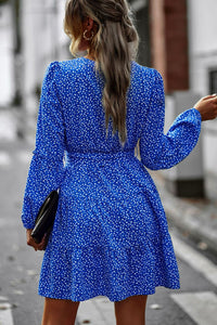 Floral Belted Puff Sleeve Mini Dress