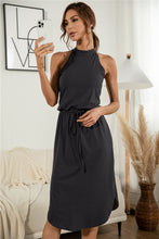 Load image into Gallery viewer, Drawstring Open Back Slit Sleeveless Dress