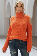 Load image into Gallery viewer, Cold Shoulder Textured Turtleneck Sweater