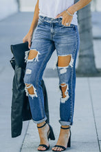 Load image into Gallery viewer, Distressed Frayed Trim Straight Leg Jeans
