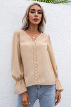 Load image into Gallery viewer, Lace Trim Flounce Sleeve Blouse