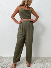 Load image into Gallery viewer, Crisscross Back Cropped Top and Pants Set