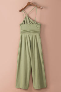 Spaghetti Strap One-shoulder Wide Leg Jumpsuit