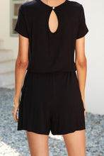 Load image into Gallery viewer, Drawstring Waist Short Sleeve Romper with Pockets