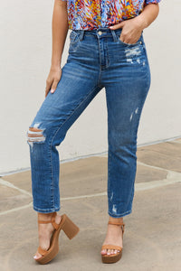 Theresa Full Size High Waisted Ankle Distressed Straight Jeans