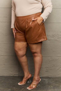 Leather Baby Full Size High Waist Vegan Leather Shorts