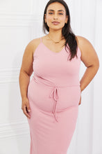 Load image into Gallery viewer, Flatter Me Full Size Ribbed Front Tie Midi Dress in Blush Pink