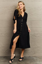 Load image into Gallery viewer, Downtown Girl Textured Linen Button Down Midi Dress