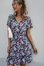 Load image into Gallery viewer, Floral Tie-Neck Flutter Sleeve Mini Dress