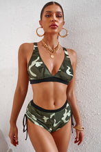 Load image into Gallery viewer, Camouflage Crisscross Tie-Back Bikini Set