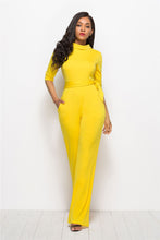 Load image into Gallery viewer, Mid Sleeve Collared Neck Belted Jumpsuit