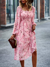 Load image into Gallery viewer, Floral Square Neck Smocked Balloon Sleeve Dress